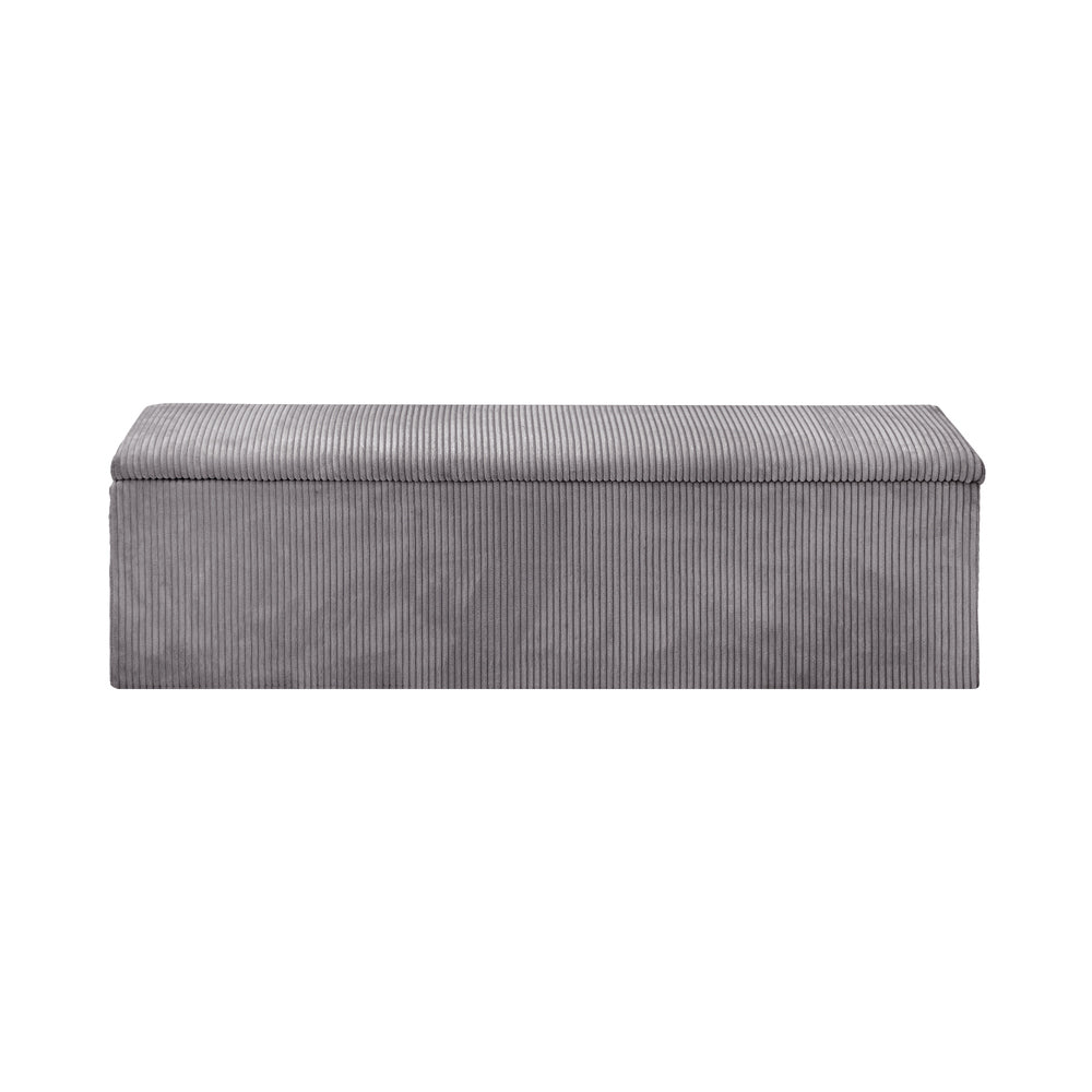 Oikiture Storage Ottoman Blanket Box XL Polyester Grey