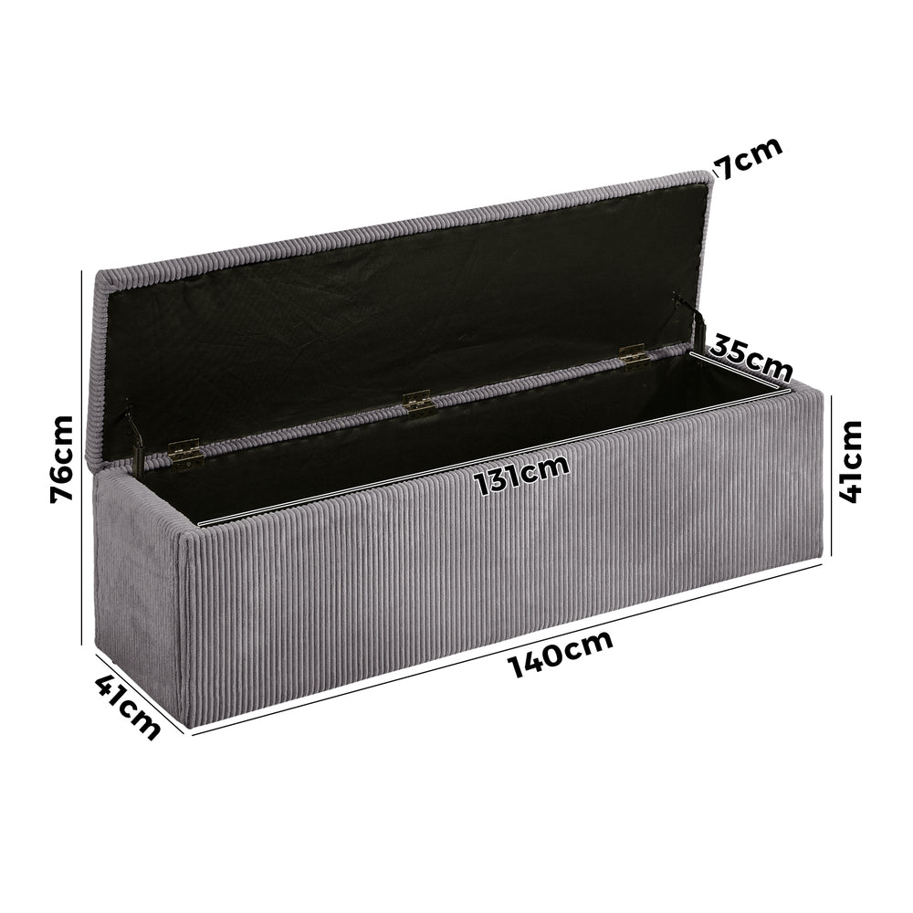 Oikiture Storage Ottoman Blanket Box XL Polyester Grey