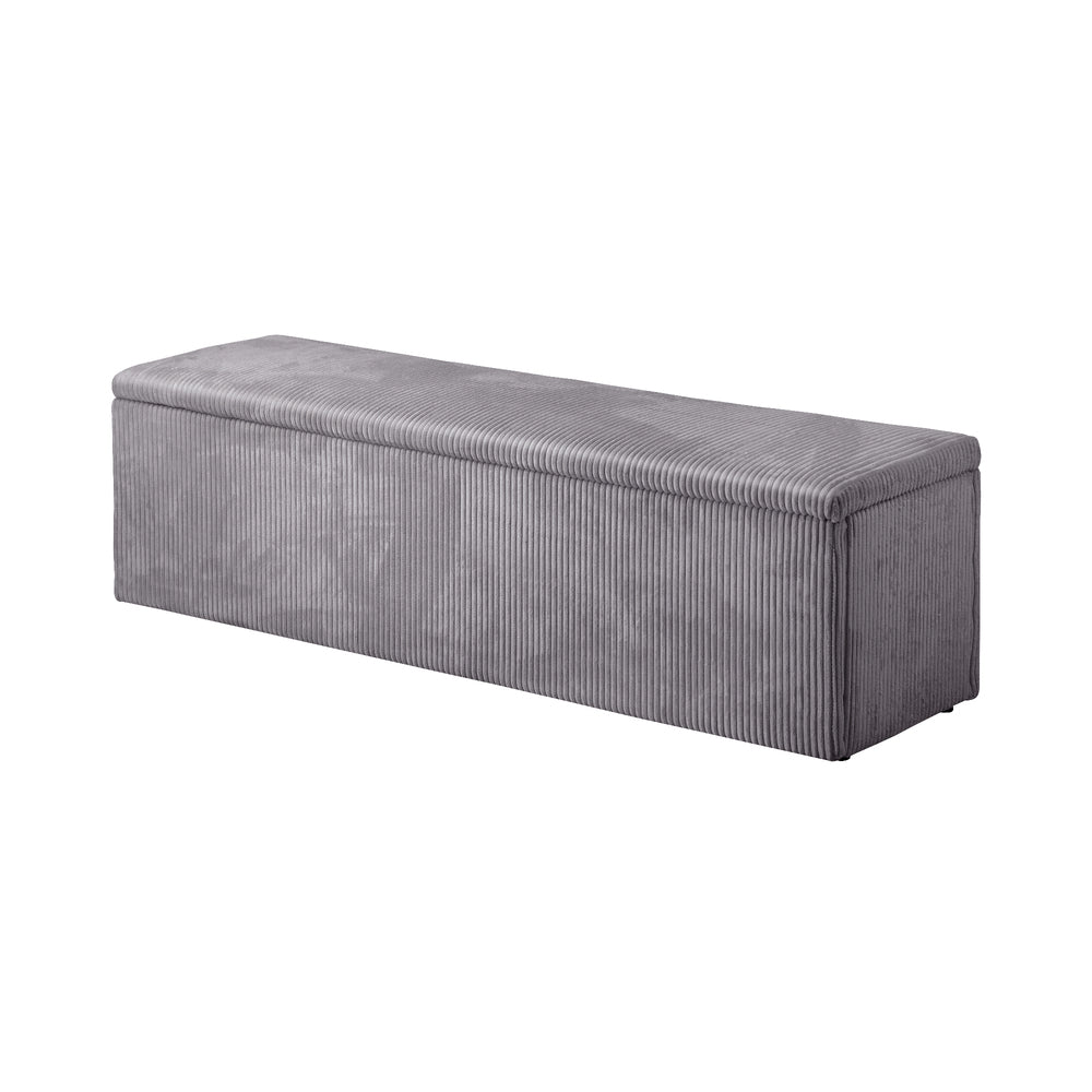 Oikiture Storage Ottoman Blanket Box XL Polyester Grey