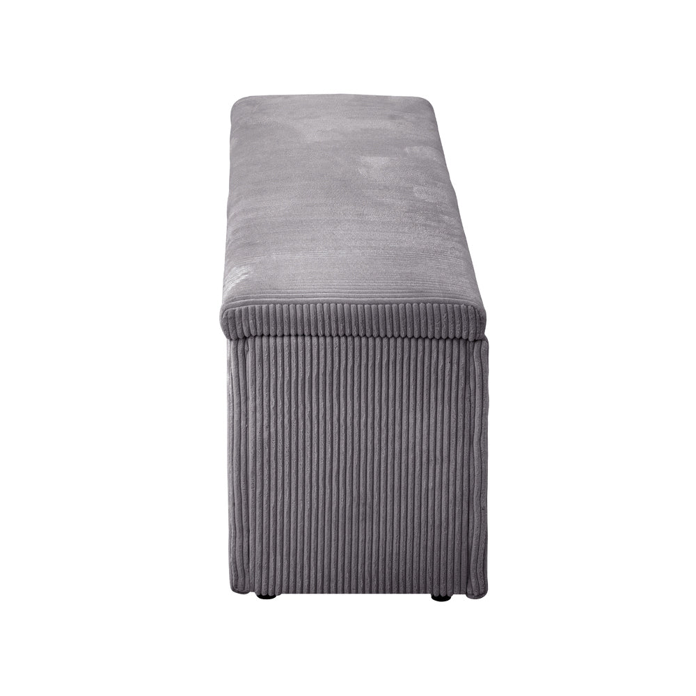 Oikiture Storage Ottoman Blanket Box XL Polyester Grey