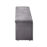 Oikiture Storage Ottoman Blanket Box XL Polyester Grey - Rear View