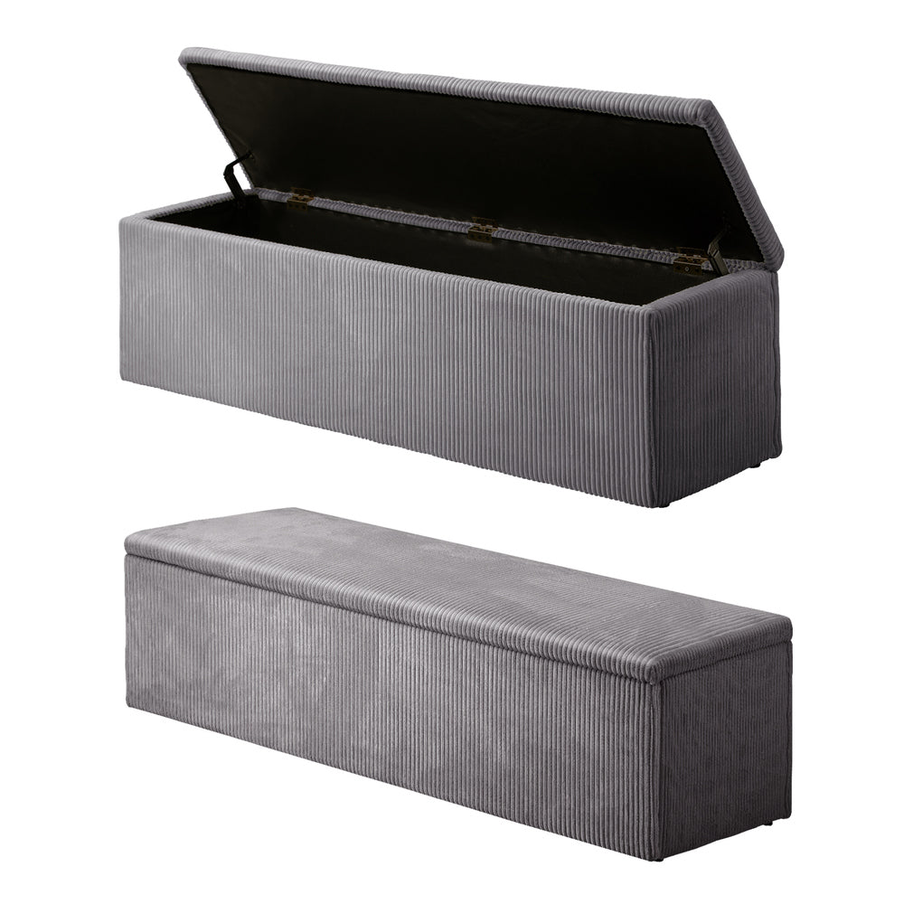 Oikiture Storage Ottoman Blanket Box XL Polyester Grey
