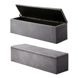 Oikiture Storage Ottoman Blanket Box XL Polyester Grey - Top-Down View