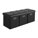 Artiss Storage Ottoman with 3 Cube Drawers Foot Stool Rest Foldable Black