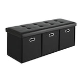 Artiss Storage Ottoman with 3 Cube Drawers Foot Stool Rest Foldable Black - Top-Down View