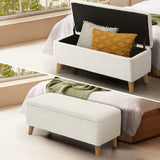 Oikiture Storage Ottoman Sherpa Fabric White - Rear View