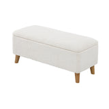 Oikiture Storage Ottoman Sherpa Fabric White