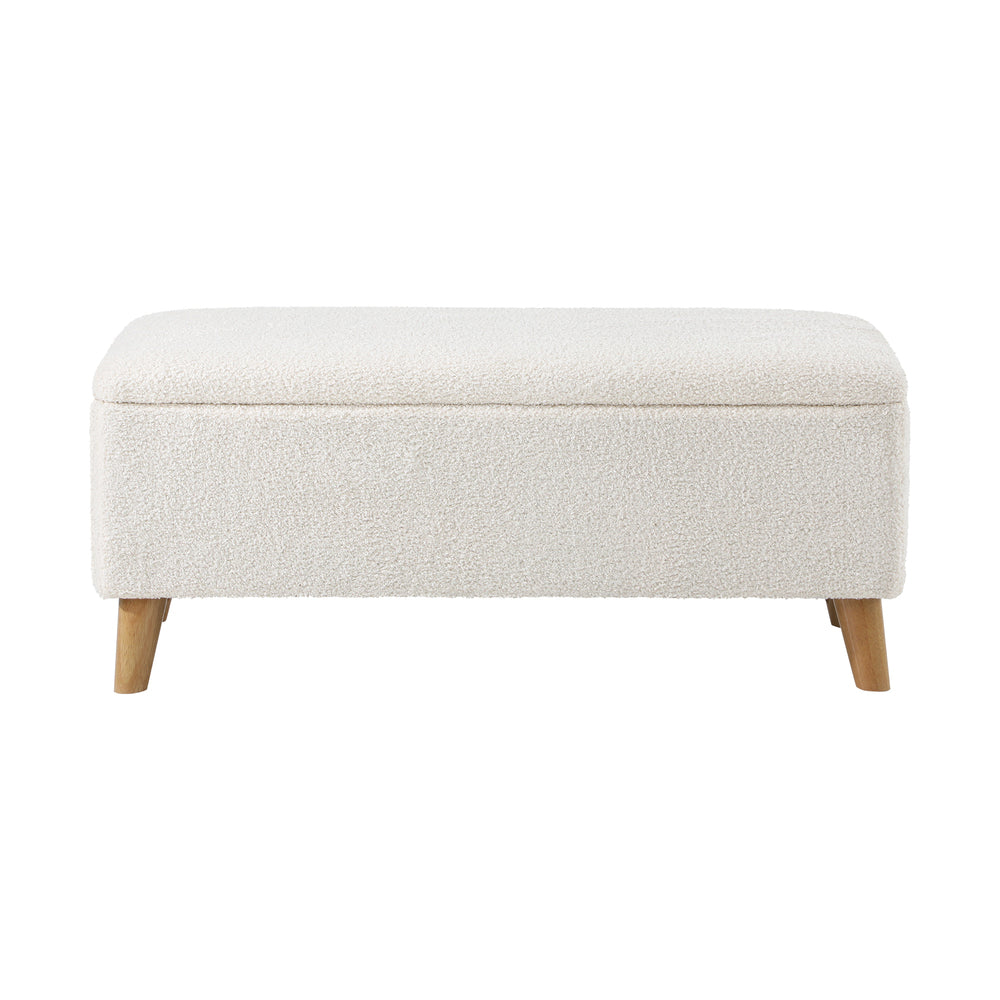 Oikiture Storage Ottoman Sherpa Fabric White
