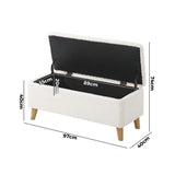 Oikiture Storage Ottoman Sherpa Fabric White - Side View