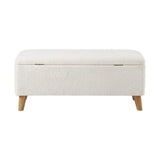 Oikiture Storage Ottoman Sherpa Fabric White