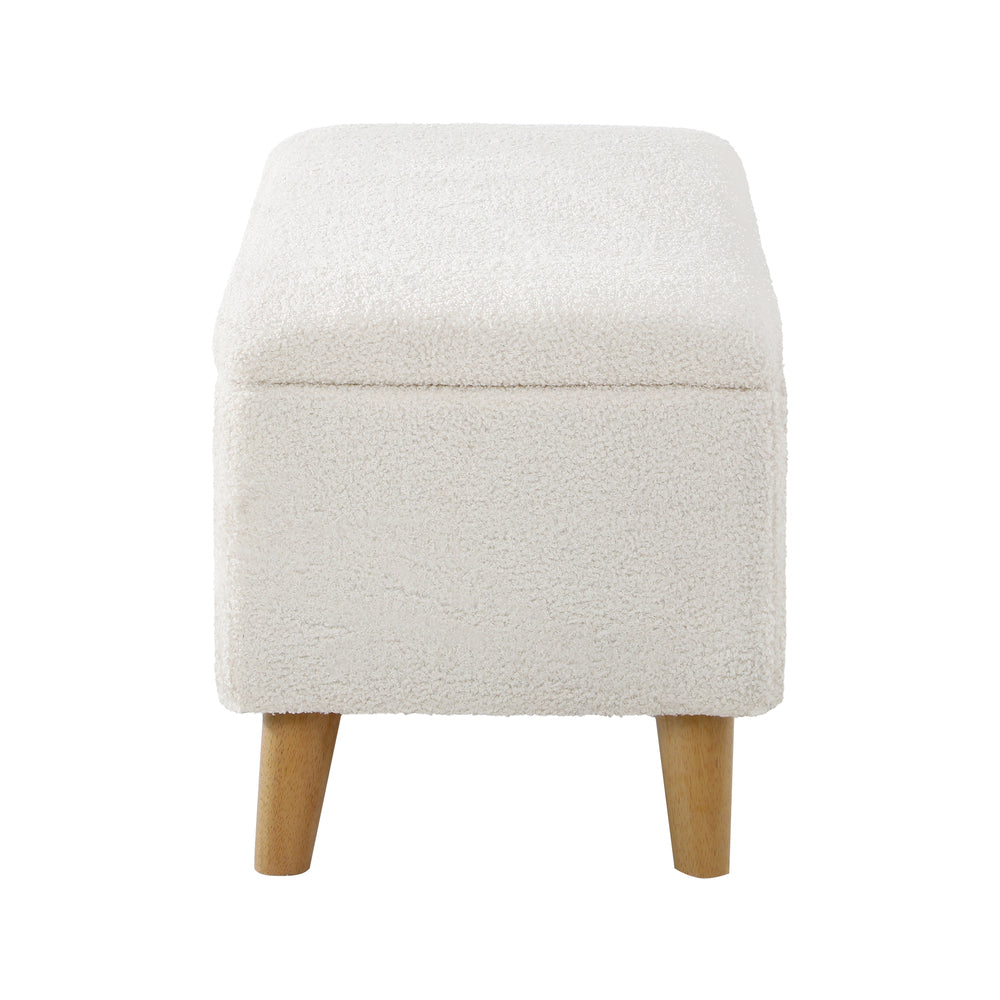 Oikiture Storage Ottoman Sherpa Fabric White