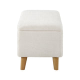 Oikiture Storage Ottoman Sherpa Fabric White - Top-Down View