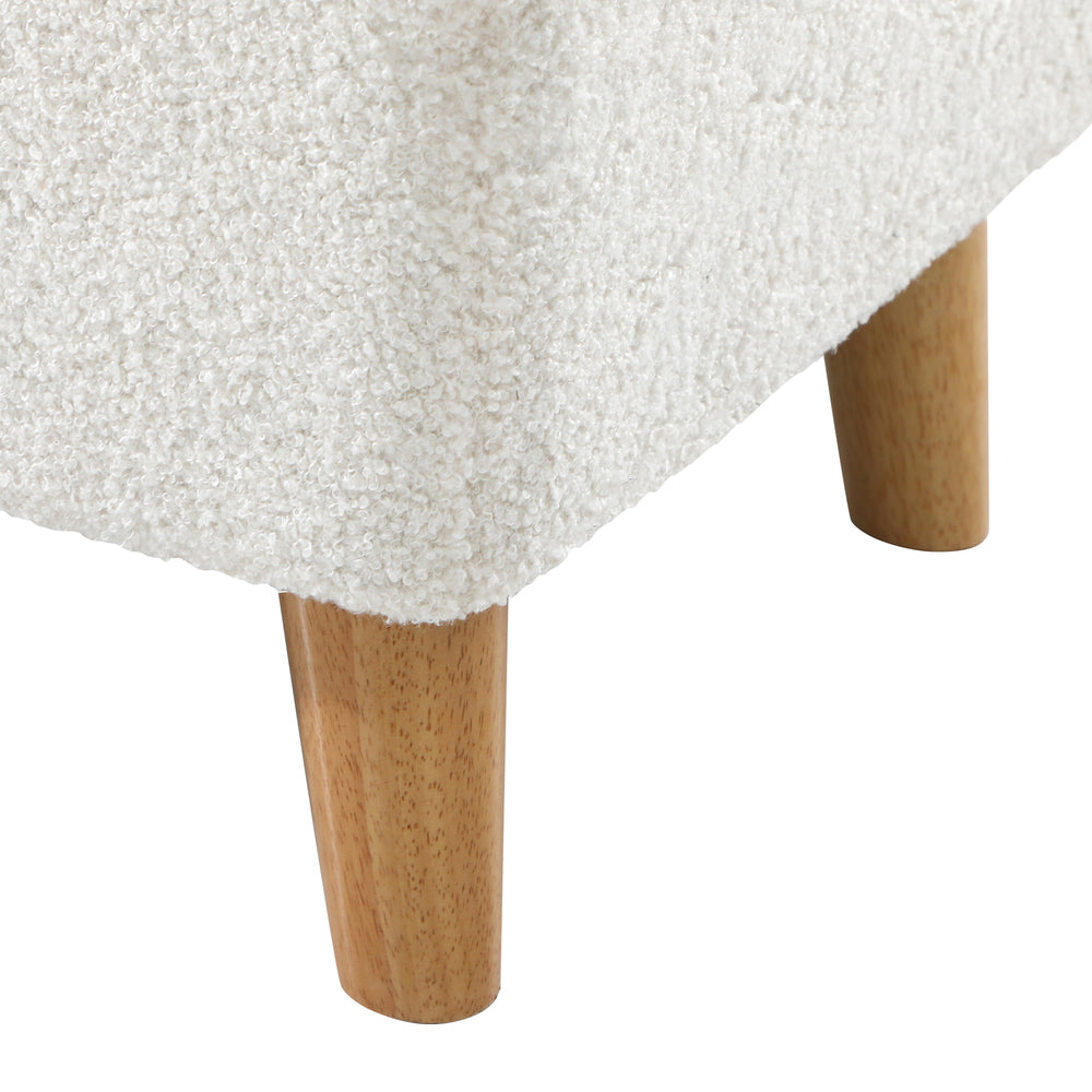 Oikiture Storage Ottoman Sherpa Fabric White