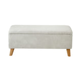 Oikiture Storage Ottoman Blanket Box LARGE Polyester Beige