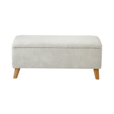 Oikiture Storage Ottoman Blanket Box LARGE Polyester Beige - Top-Down View