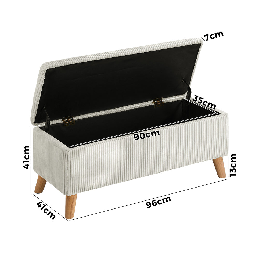 Oikiture Storage Ottoman Blanket Box LARGE Polyester Beige