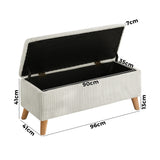 Oikiture Storage Ottoman Blanket Box LARGE Polyester Beige - Rear View