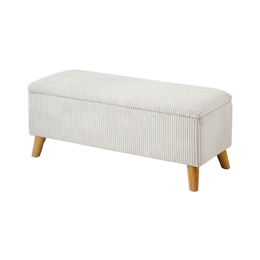 Oikiture Storage Ottoman Blanket Box LARGE Polyester Beige