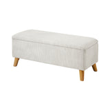 Oikiture Storage Ottoman Blanket Box LARGE Polyester Beige - Close-Up Angle