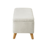 Oikiture Storage Ottoman Blanket Box LARGE Polyester Beige