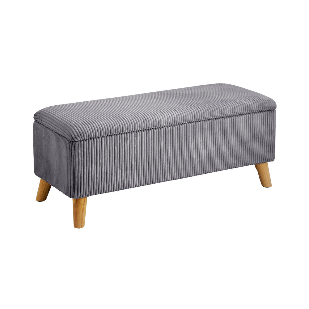 Oikiture Storage Ottoman Blanket Box LARGE Polyester Grey
