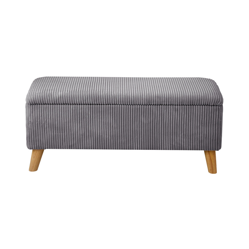Oikiture Storage Ottoman Blanket Box LARGE Polyester Grey