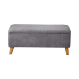 Oikiture Storage Ottoman Blanket Box LARGE Polyester Grey - Top-Down View