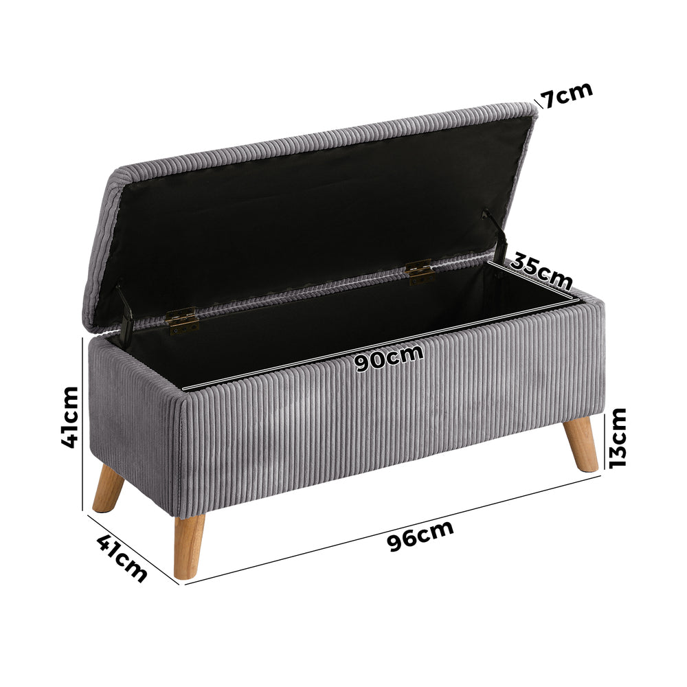 Oikiture Storage Ottoman Blanket Box LARGE Polyester Grey