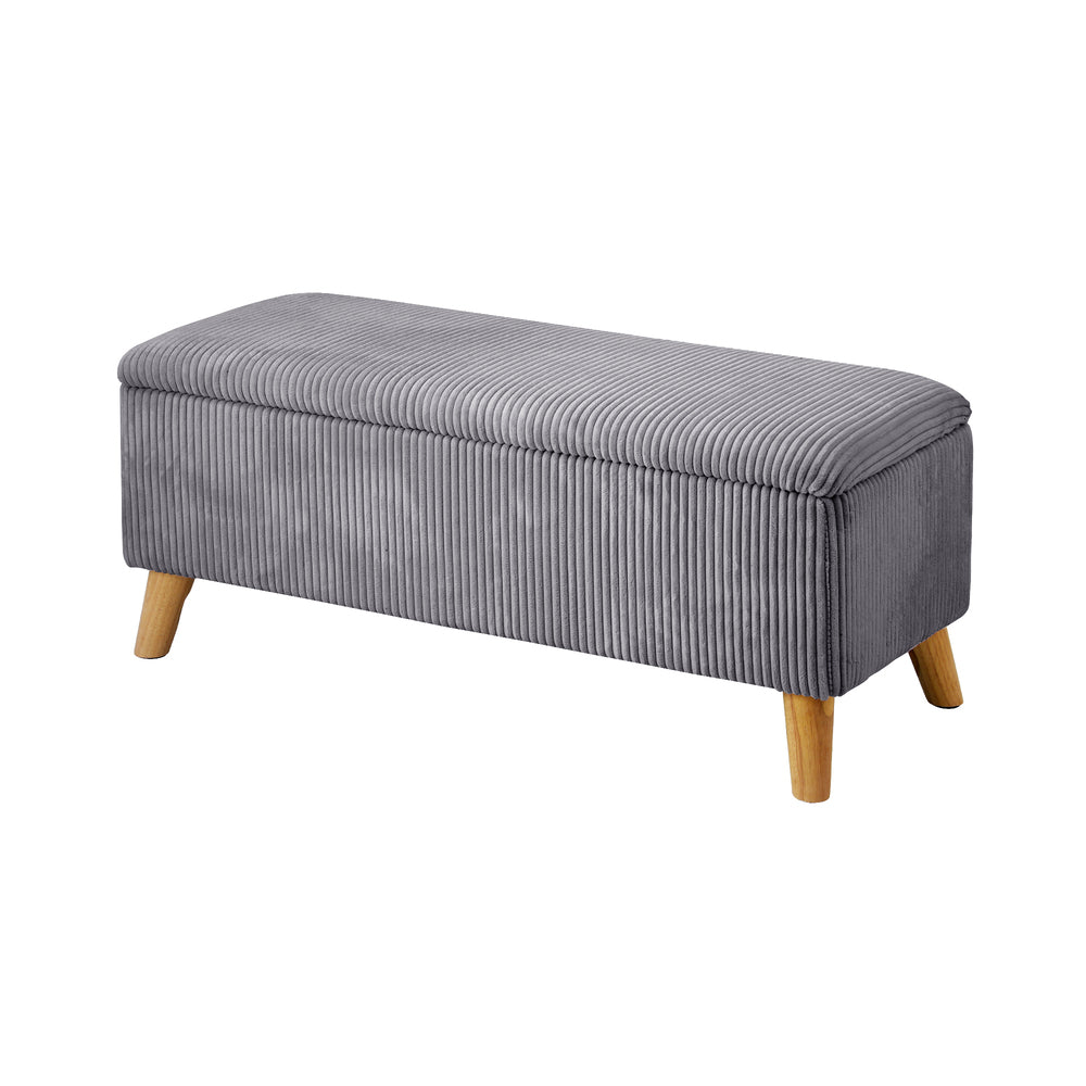 Oikiture Storage Ottoman Blanket Box LARGE Polyester Grey