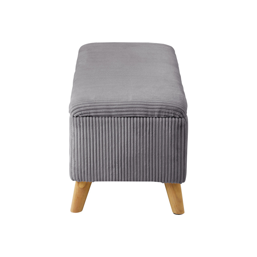 Oikiture Storage Ottoman Blanket Box LARGE Polyester Grey