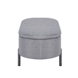 Oikiture Storage Ottoman Bench Oval Blanket Linen Grey - Close-Up Angle