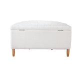 Oikiture Storage Ottoman Scallop Boucle Fleece Foot Stool Seat Chest