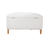 Oikiture Storage Ottoman Scallop Boucle Fleece Foot Stool Seat Chest - Side View