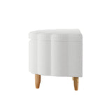 Oikiture Storage Ottoman Scallop Boucle Fleece Foot Stool Seat Chest - Front View