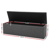 Artiss Storage Ottoman Blanket Box 140cm Linen Dark Grey - Side View