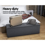Artiss Storage Ottoman Blanket Box 140cm Linen Dark Grey - 45-Degree Angle