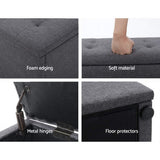Artiss Storage Ottoman Blanket Box 140cm Linen Dark Grey - Rear View