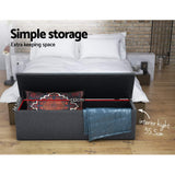Artiss Storage Ottoman Blanket Box 140cm Linen Dark Grey - Close-Up Angle