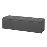 Artiss Storage Ottoman Blanket Box 140cm Linen Dark Grey - Front View