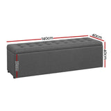 Artiss Storage Ottoman Blanket Box 140cm Linen Dark Grey - Side View
