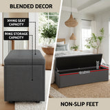 Artiss Storage Ottoman Blanket Box 140cm Linen Dark Grey - 45-Degree Angle