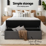 Artiss Storage Ottoman Blanket Box 140cm Linen Dark Grey, image 6