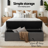 Artiss Storage Ottoman Blanket Box 140cm Linen Dark Grey - Rear View