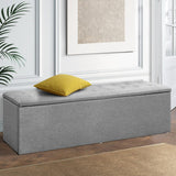 Artiss Storage Ottoman Blanket Box 140cm Linen Grey - Close-Up Angle