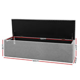 Artiss Storage Ottoman Blanket Box 140cm Linen Grey - Front View