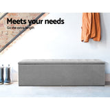Artiss Storage Ottoman Blanket Box 140cm Linen Grey - Top-Down View
