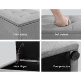 Artiss Storage Ottoman Blanket Box 140cm Linen Grey - Rear View