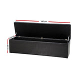 Artiss Storage Ottoman Blanket Box 140cm Leather Black - Front View