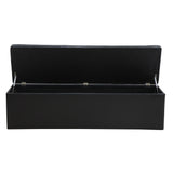 Artiss Storage Ottoman Blanket Box 140cm Leather Black - Side View