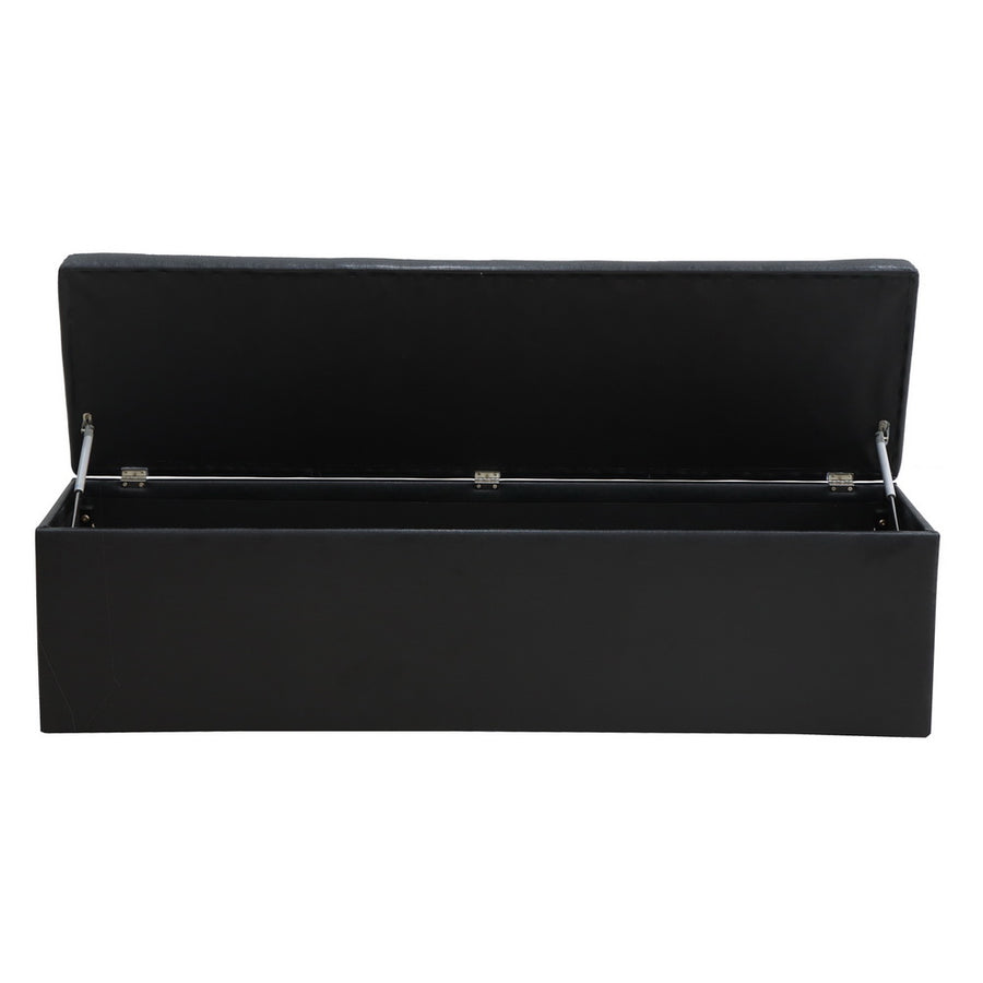 Artiss Storage Ottoman Blanket Box 140cm Leather Black, image 3